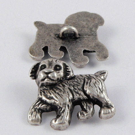 24mm Antique Silver Dog Metal Shank Button
