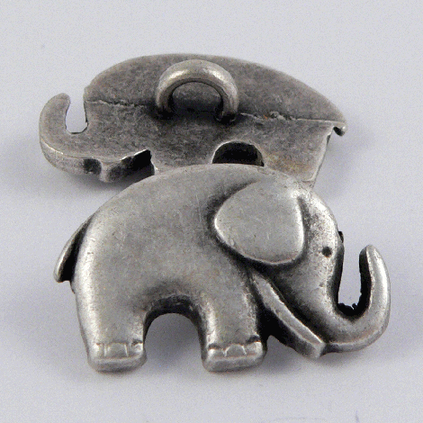 20mm Antique Silver Elephant Metal Shank Button