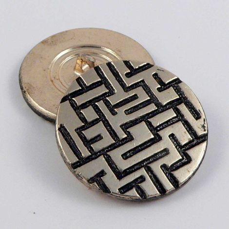 29mm Vintage Pale Gold & Black Metal Shank Button 