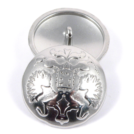 28mm Shiny Silver Coat of Arms Shank Button