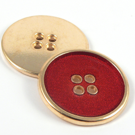 20mm Red Enamel Set In Gold Metal 4 hole Suit Button