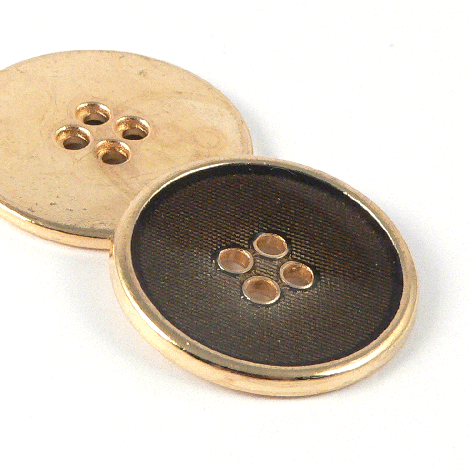11.5mm Brown Enamel Set In Gold Metal 4 hole Shirt Button