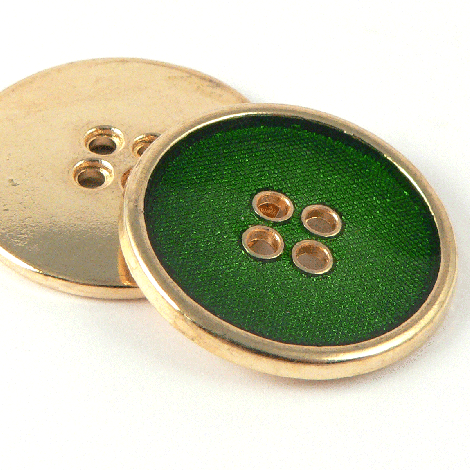 11.5mm Green Enamel Set In Gold Metal 4 hole Shirt Button
