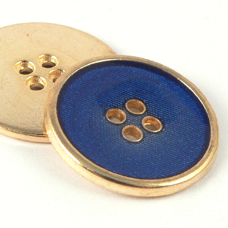 11.5mm Blue Enamel Set In Gold Metal 4 hole Shirt Button
