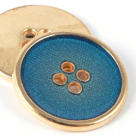 11.5mm Turquoise Enamel Set In Gold Metal 4 hole Shirt Button
