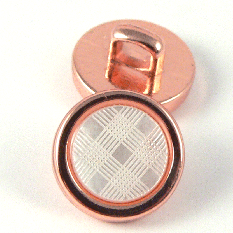 11.5mm Rose Gold Metal Shank Button With a Lasered MOP shell Insert