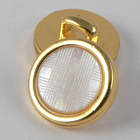 11.5mm Gold Metal Shank Button With a Lasered MOP shell Insert