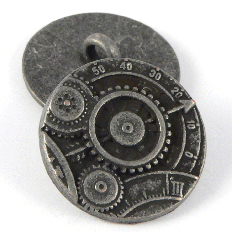 23mm Old Silver Metal Steampunk Shank Button