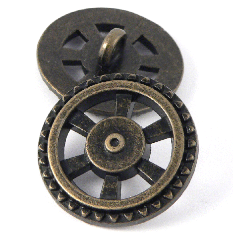 23mm Old Brass Metal Steampunk Wheel Shank Button