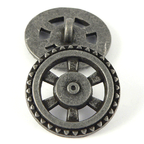 15mm Old Silver Metal Steampunk Wheel Shank Button