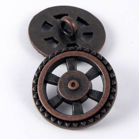 15mm Old Copper Metal Steampunk Wheel Shank Button