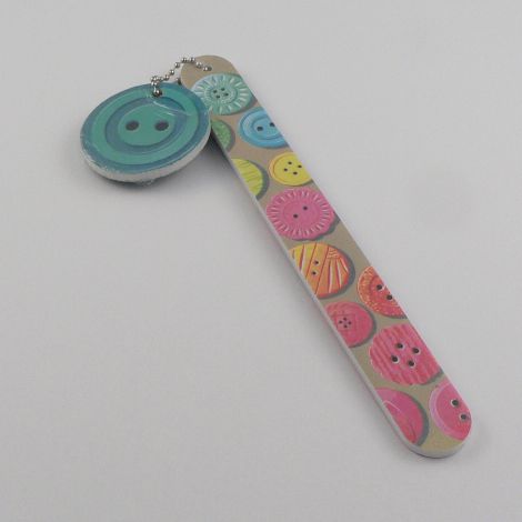 Multicoloured Button Nail File With A Blue Button Buffer