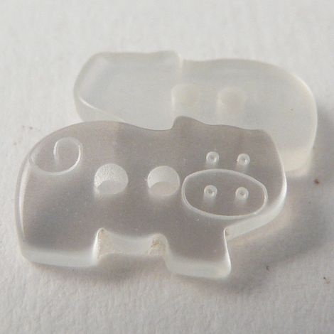 14mm Clear Plastic Pig 2 Hole Button