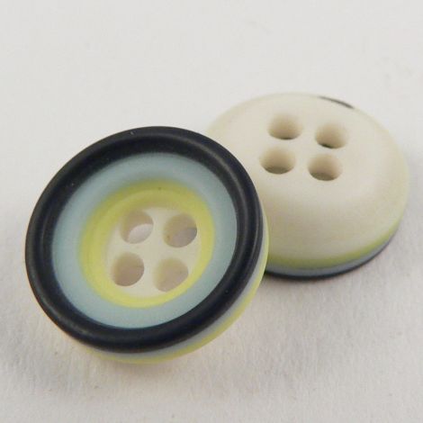 11mm Green & White Rubber 4 Hole Button
