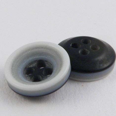 11mm Grey/Blue/White Rubber 4 Hole Button