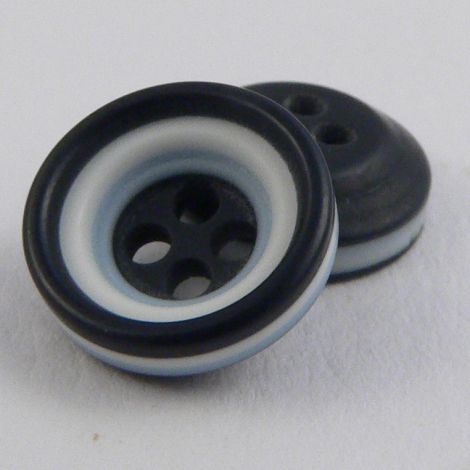 11mm Grey/Pale Blue/white Rubber 4 Hole Button