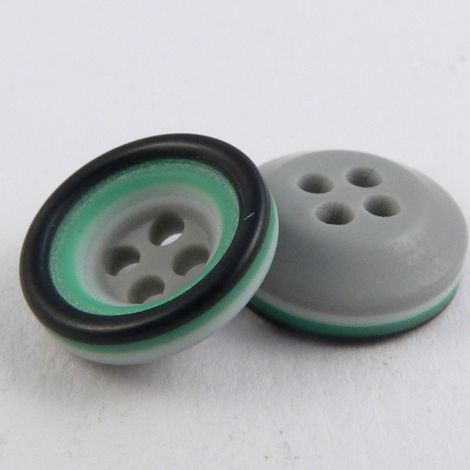 11mm Grey/Pea Green/white Rubber 4 Hole Button