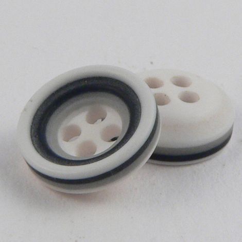 11mm Grey & White Rubber 4 Hole Button