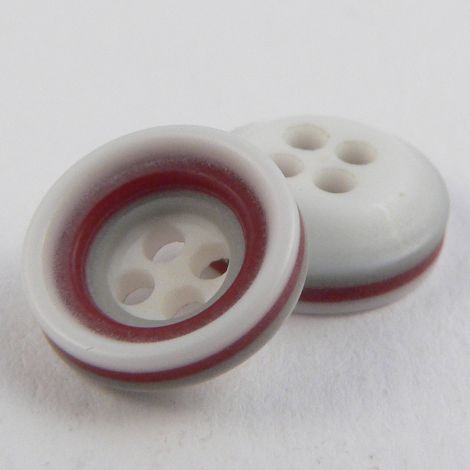 11mm Grey Aubergine & White Rubber 4 Hole Button