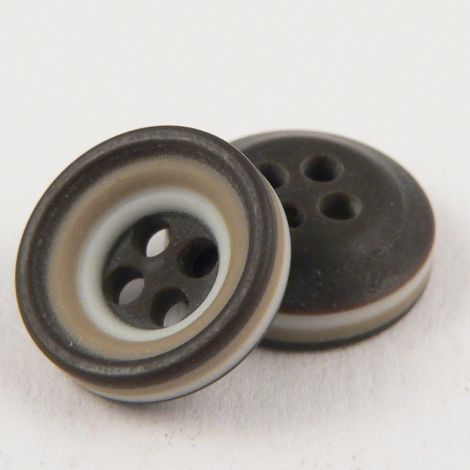 11mm Taupe Black & Grey Rubber 4 Hole Button