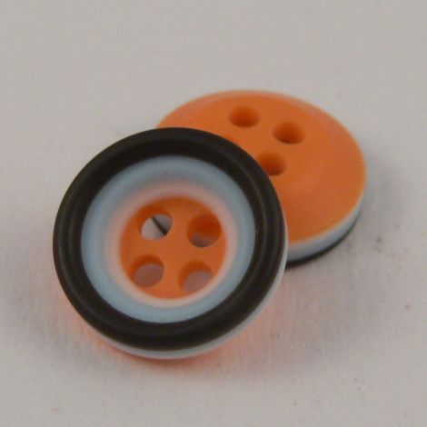11mm Black Blue Orange & White Rubber 4 Hole Button