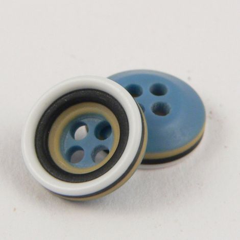 11mm Blue Mustard Grey Black & White Rubber 4 Hole Button