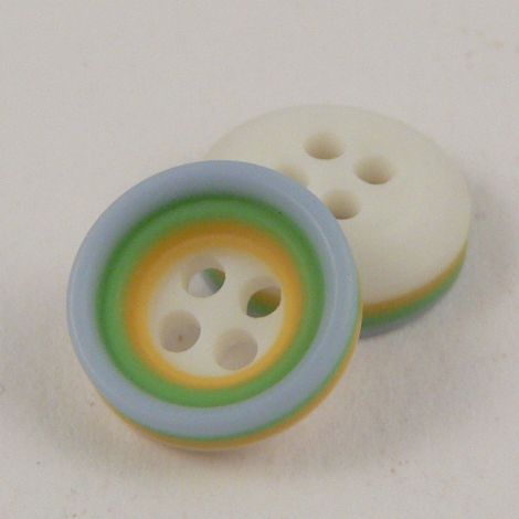 11mm  Green Blue Yellow & White Rubber 4 Hole Button
