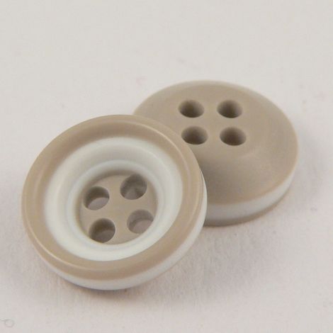 11mm Beige Cream & White Rubber 4 Hole Button