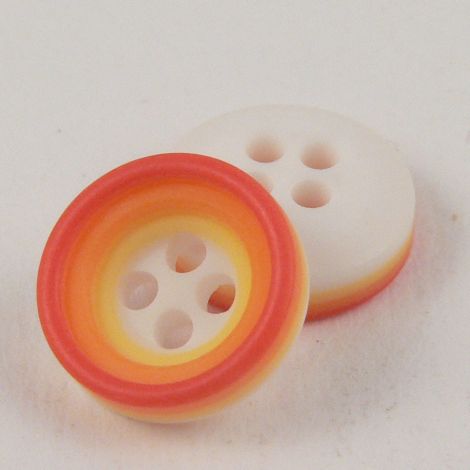 11mm Orange & White Rubber 4 Hole Button