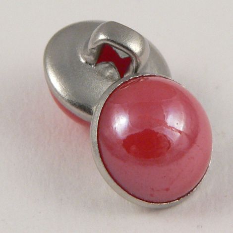 10mm Red/Silver Domed Shank Sewing Button