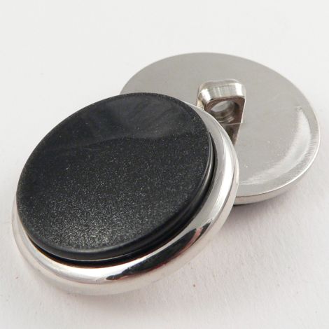 30mm Charcoal Grey and Silver Rimmed Shank Coat Button