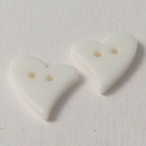 16mm  White Plastic Heart 2 Hole Button