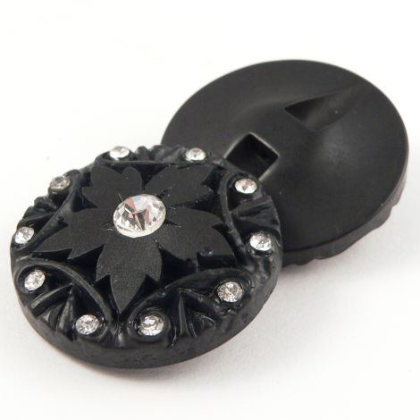 37mm Flower Design Shank Coat Button Encrusted with Diamantes