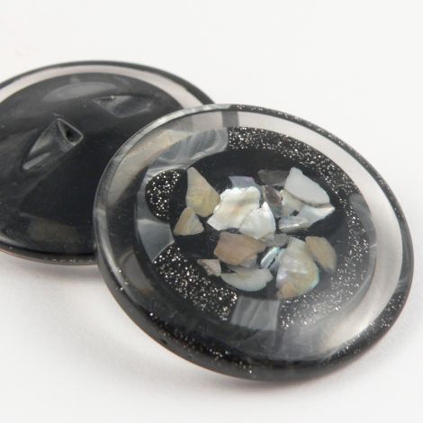 37mm Black Shank Coat Button With Mother of Pearl Shell