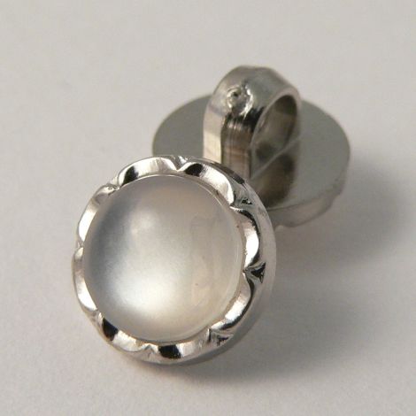 10mm Opaque Shank Sewing Button With Decorative Silver Rim