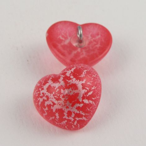 17mm Shattered Red Domed Heart Shank Button