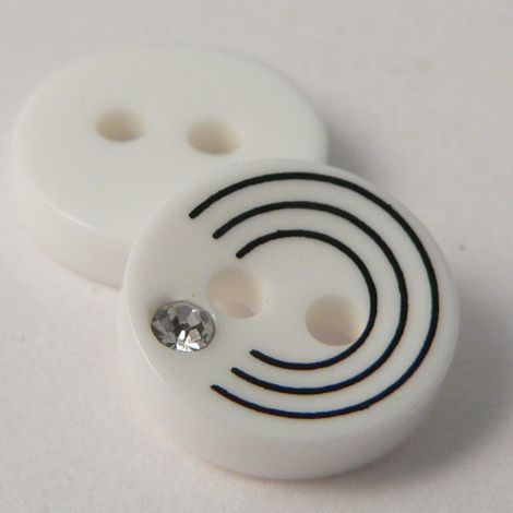 18mm White/Diamante Contemporary 2 Hole Suit & Shirt Button