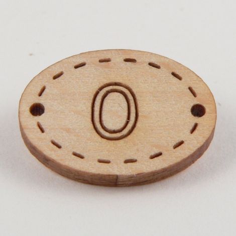 20mm Number Zero Wood 2 Hole Button