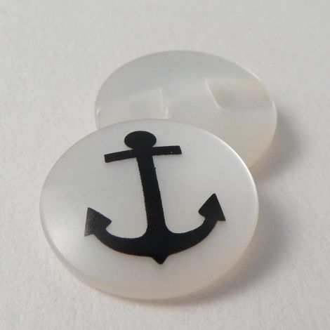 21mm Round Opaque Shank Sewing Button With A Black Anchor