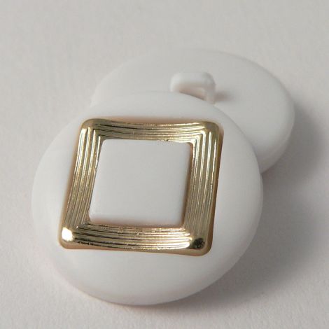 15mm Ornate Gold Grooved Square and White Shank Suit Button