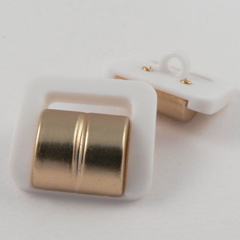 16mm White/Gold Buckle Shank Button