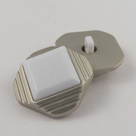 25mm White/Silver Pyramid Shank Coat Button