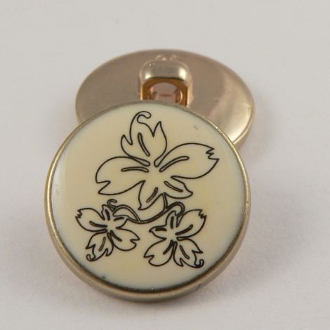 22mm Cream Round Floral Enamel Shank Sewing Button