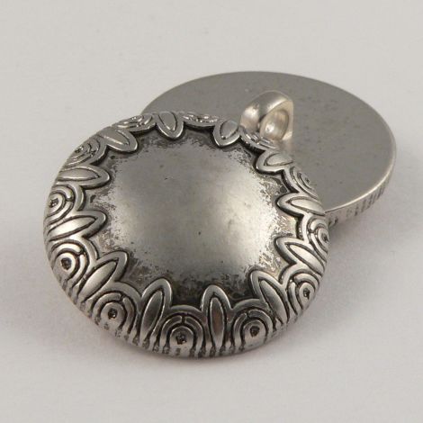 21mm Silver Slightly Domed Ethnic Designed Shank Sewing Button
