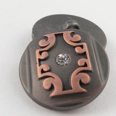 25mm Brushed Copper and Diamante Shank Coat Button