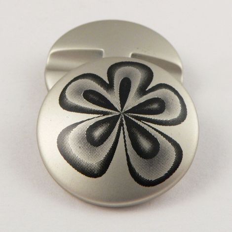 25mm Silver Flower Print Shank Coat Button