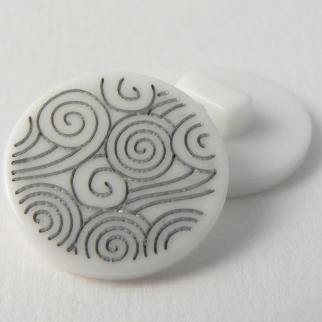 22mm Contemporary White/Silver Swirl Shank Sewing Button