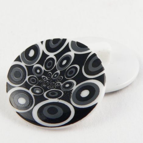 22mm Contemporary Black & White Circles Shank Sewing Button