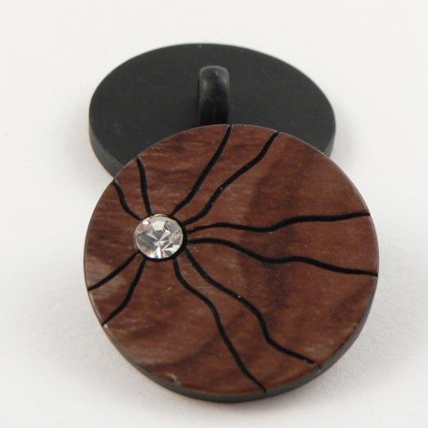 25mm Wood Vaneer Shank Coat Button With A Diamante