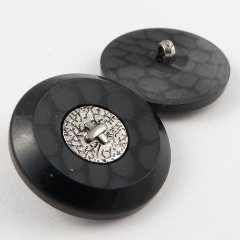 23mm Contemporary Black & Silver Shank Sewing Button